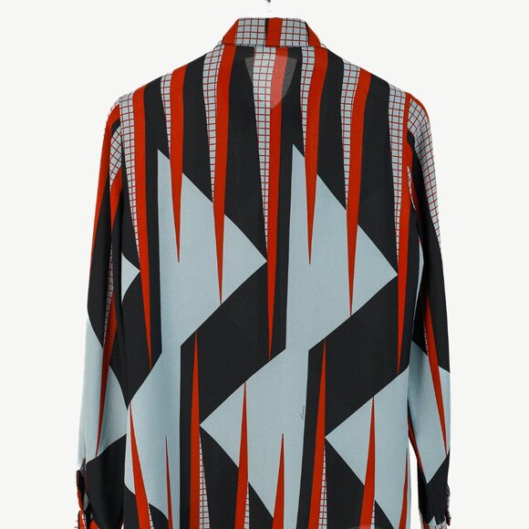 Gucci PF/15 Dusty Avio Triangle-Print Silk Shirt - Picture 3 of 10